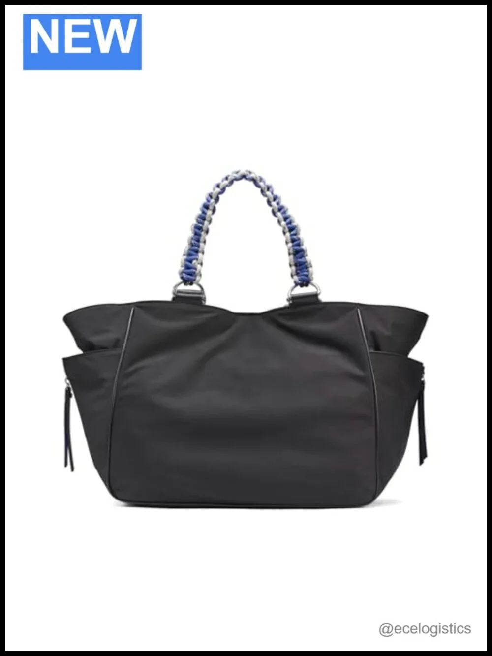 Prato Twill Nylon Large Tote Work Bag Laptop Purse Snap Closure Multi Strap